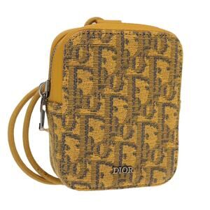 DIOR Trotter Canvas Shoulder Bag Yellow Silver